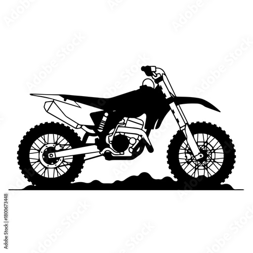 Offroad dirt bike with rider in action.