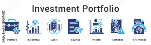 Investment portfolio management tracking assets and savings with investor statistics for performance optimization.