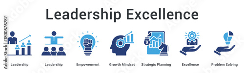 Leadership excellence develops empowerment and growth mindset through strategic planning for problem solving achievements.