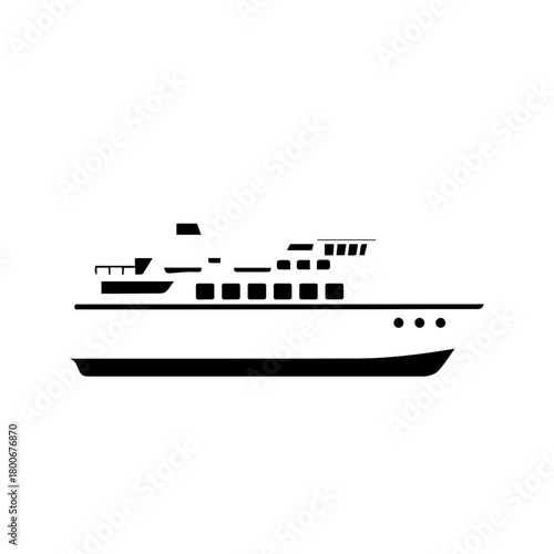 Luxurious yacht silhouette floating calm water.
