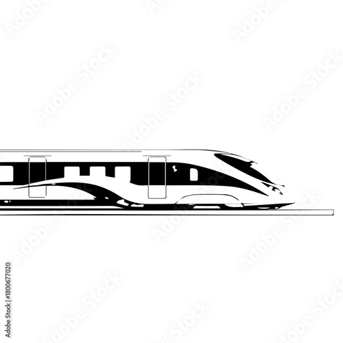 Sleek High Speed Train Silhouette in Profile.