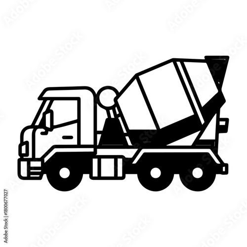 Concrete mixer truck ready for construction site delivery.