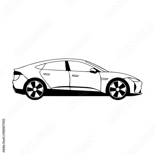 Side View Car Silhouette with Modern Design.