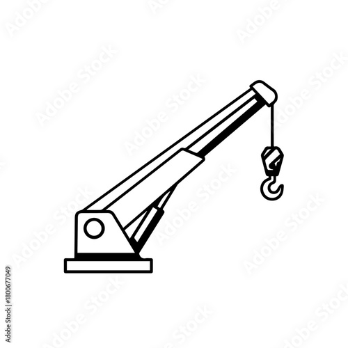 Crane Arm with Hook Lifting Equipment Illustration.