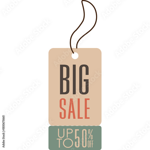 Brown And Beige Sale Tag Up To 50 Percent Off Text In Bold Red And Green Colors On A Transparent Background