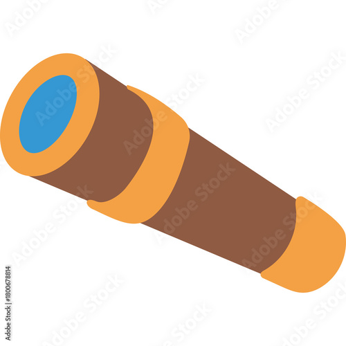 Brown and Orange Spyglass Telescope with Blue Lens on a Transparent Background Ideal for Exploration and Discovery Themed Graphics