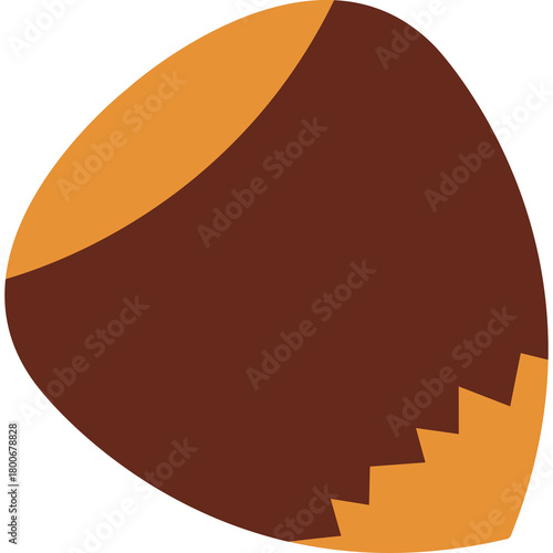 Brown And Orange Hazelnut Icon With Serrated Edge Isolated On Transparent Background Simple Flat Design