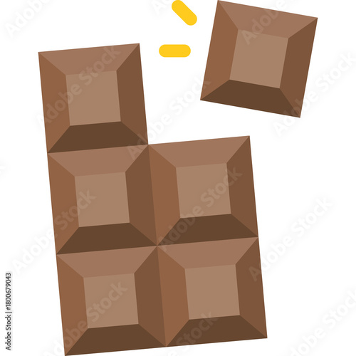 Broken Chocolate Bar with Square Pieces Scattered Against a Transparent Background Symbolizing Snack and Indulgence