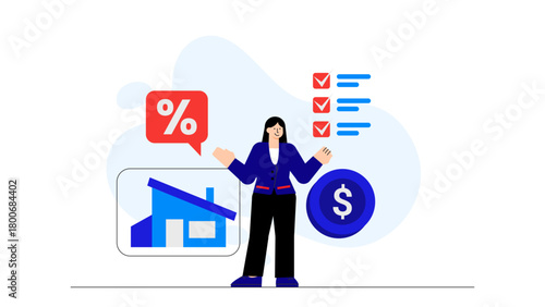 Business People Discussing Mortgage Options Flat Vector Illustration