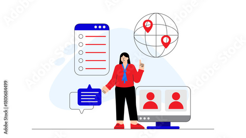 Business People in Global Partnership Meeting Flat Vector Illustration