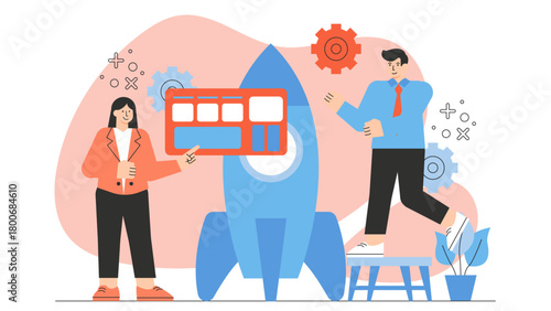 Flat Design Business Incubator and Hub Flat Vector Illustration