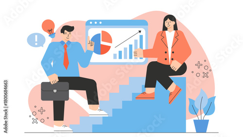 Employee Career Development Path Flat Vector Illustration