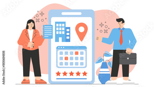 Business People Discussing Mortgage Options Flat Vector Illustration