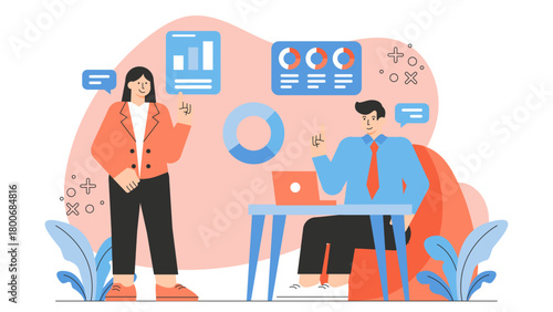 Data-Driven Decision Making in Business Flat Vector Illustration