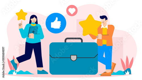 Flat Design Business Reputation Management Flat Vector Illustration