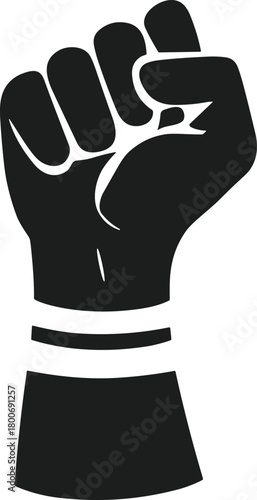 Black Raised Fist Silhouette Vector Symbol power strength
