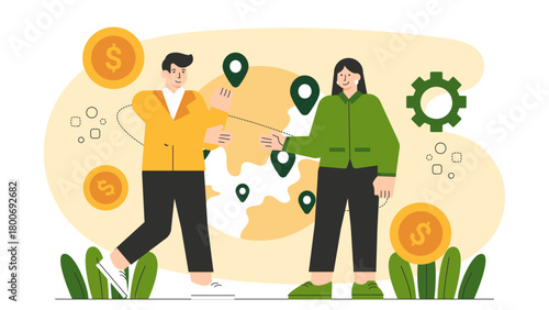 Global Partnership and International Collaboration Flat Vector Illustration