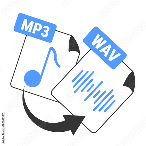 mp3 to wav illustration for ui design and web design