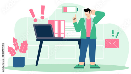 Workplace Stress and Time Pressure Flat Vector Illustration