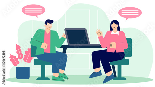 Business Client Consultation Concept Flat Vector Illustration