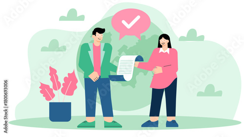 Global Partnership and International Collaboration Flat Vector Illustration