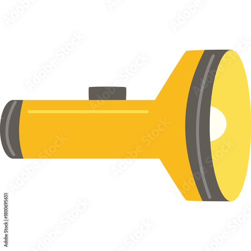 Yellow Handheld Flashlight With Transparent Background Isolated On White