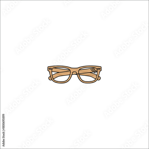 Stylish wooden framed eyeglasses illustration with a vintage feel