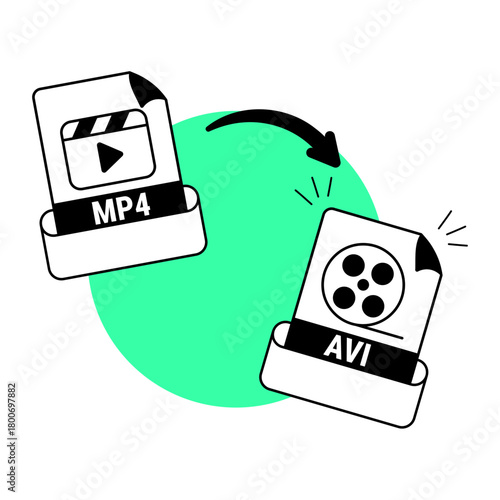 mp4 to avi illustration for ui design and web design