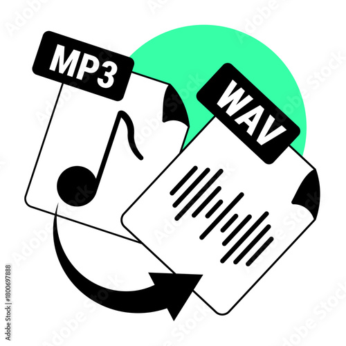 mp3 to wav illustration for ui design and web design