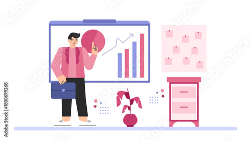 Corporate Board Meeting and Decision Making Flat Vector Illustration
