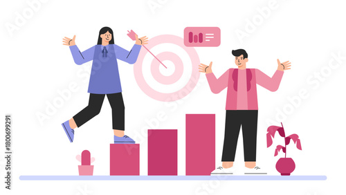 Business Vision and Mission Concept Flat Vector Illustration