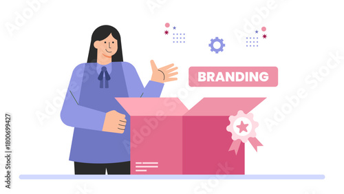Product Packaging and Branding Concept Flat Vector Illustration