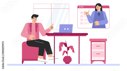 Business People Innovating with Future Tech Flat Vector Illustration