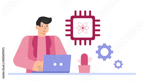 Flat Design Quantum Computing for Business Flat Vector Illustration