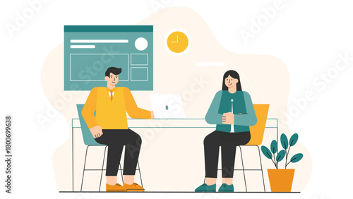 Corporate Board Meeting and Decision Making Flat Vector Illustration