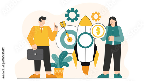 Business Vision and Mission Concept Flat Vector Illustration