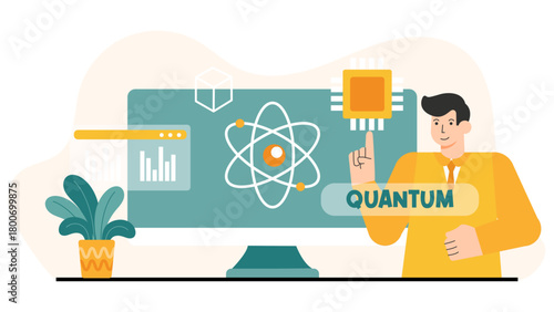 Quantum Computing for Business Flat Vector Illustration