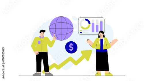 Business Expansion to Global Markets Flat Vector Illustration