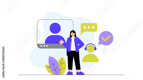 Business People Using Virtual Assistants for Work Flat Vector Illustration