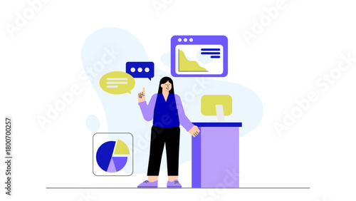 International Trade Fair and Business Exhibition Flat Vector Illustration