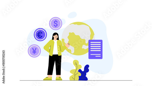 International Business Currency Exchange Flat Vector Illustration