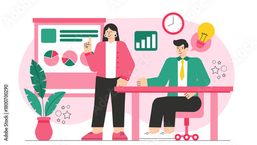 Corporate Board Meeting and Decision Making Flat Vector Illustration