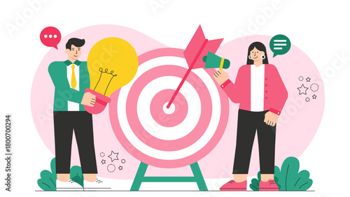 Business Vision and Mission Concept Flat Vector Illustration