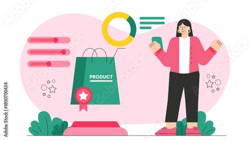 Product Packaging and Branding Concept Flat Vector Illustration