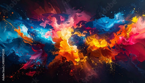 Vibrant Explosion of Abstract Colors with Dynamic Energy and Movement
