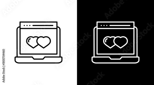 Online Dating White Icon Set Design