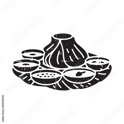 Traditional indian thali meal with various dishes