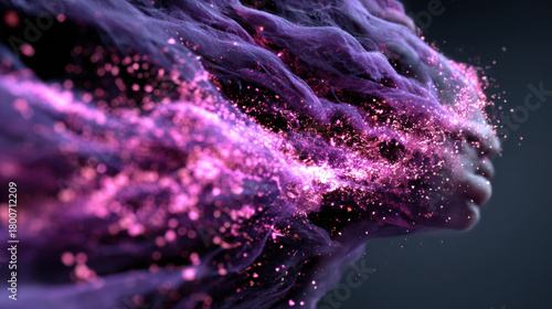 Woman in virtual chaos artwork embodies beauty of abstract forms and vibrant colors, creating mesmerizing visual experience