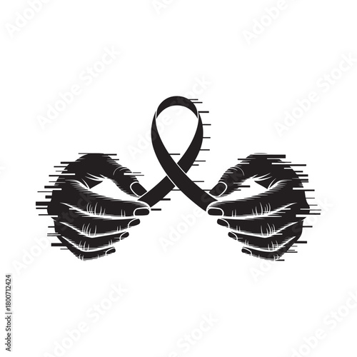 Symbol of hope and support held by distorted hands