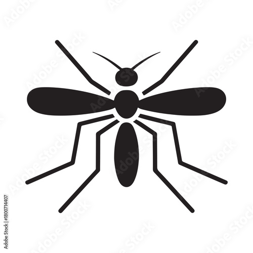 Simple black silhouette icon of a mosquito